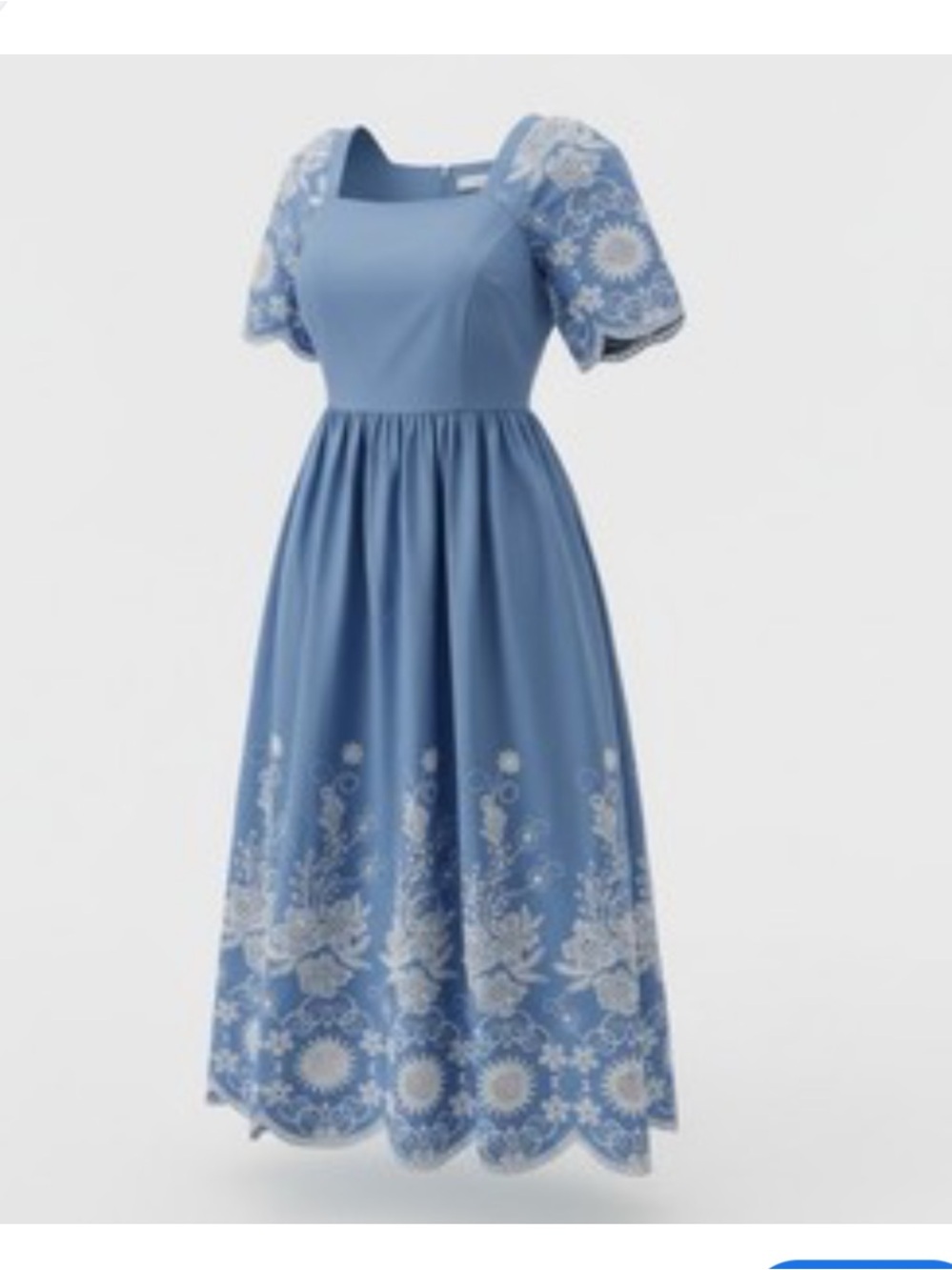Solitaire M Blue Floral Embroidered Midi Dress